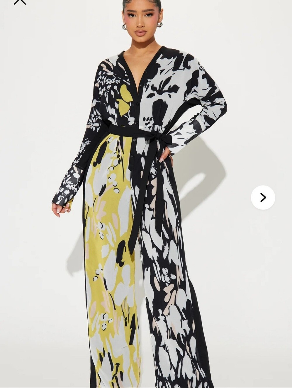 Fashion Nova Women's Black Floral Print Button-Front Coat